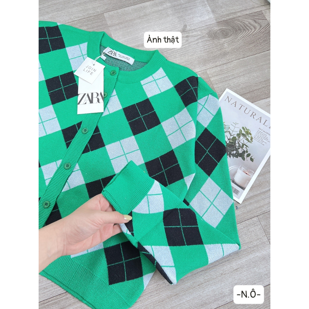 Áo len cadigan xanh