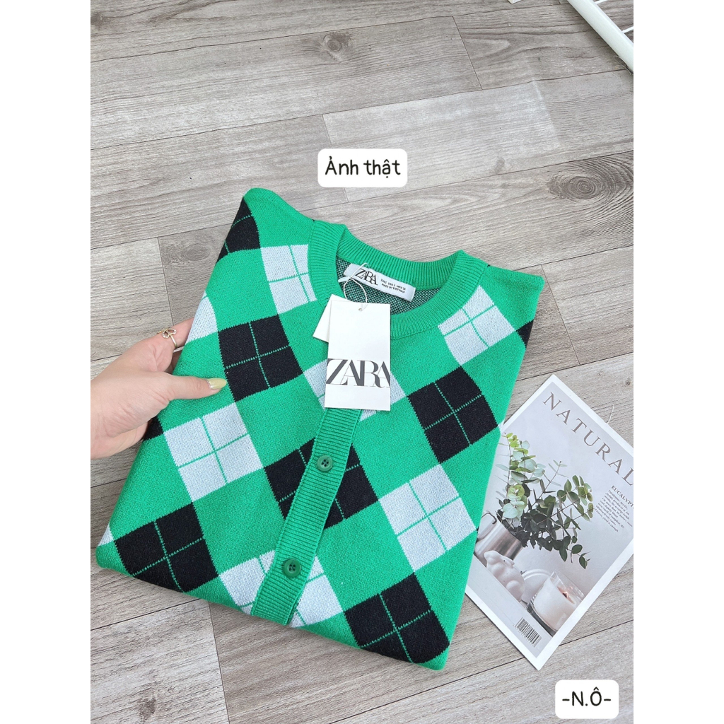 Áo len cadigan xanh