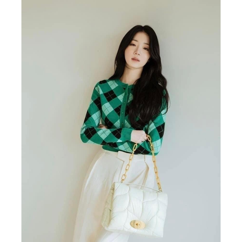 Áo len cadigan xanh