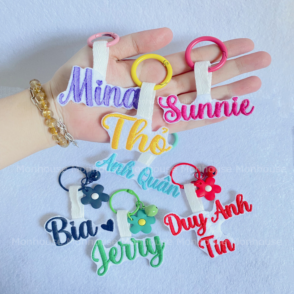Móc Khóa, Nametag Treo Balo Phụ Kiện Theo Tên Nhiều Màu Sắc Theo Yêu Cầu, Móc Khóa Chống Thất Lạc