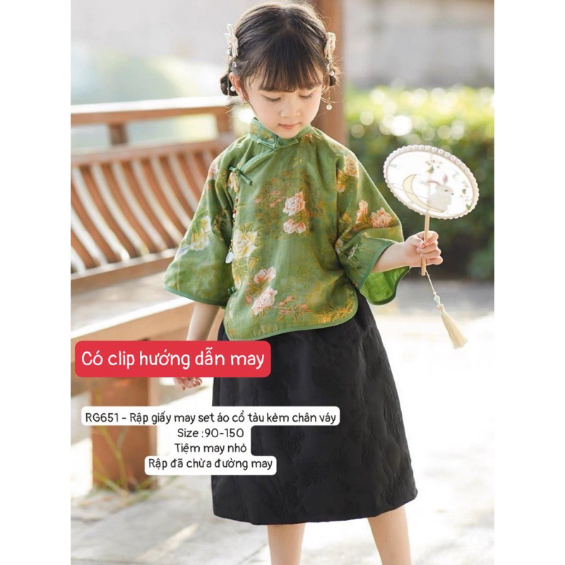 RG651_Rập giấy may set Hán phục trẻ em