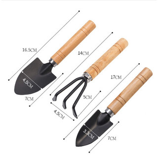 Dụng Cụ Làm Vườn Bộ 3 Món Cán Gỗ (Xẻng - Cào - Xới Đất)