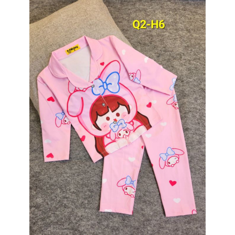 MÃ Q2 PIZAMA DÀI TAY BÉ GÁI THUN LẠNH 3D SIZE 20-40KG