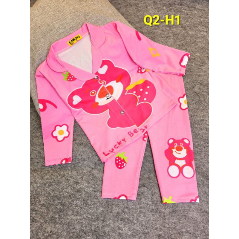 MÃ Q2 PIZAMA DÀI TAY BÉ GÁI THUN LẠNH 3D SIZE 20-40KG