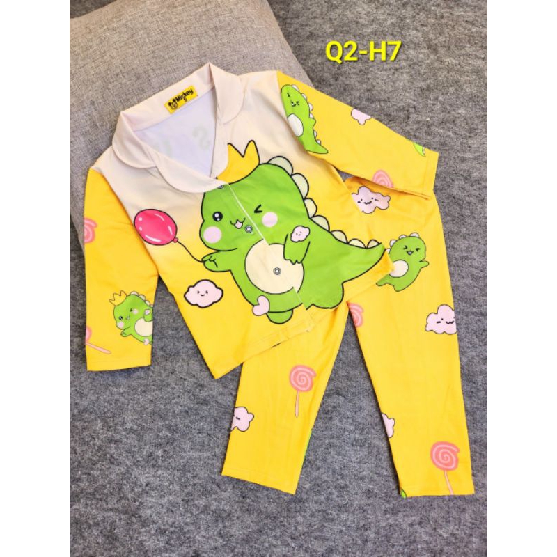 MÃ Q2 PIZAMA DÀI TAY BÉ GÁI THUN LẠNH 3D SIZE 20-40KG
