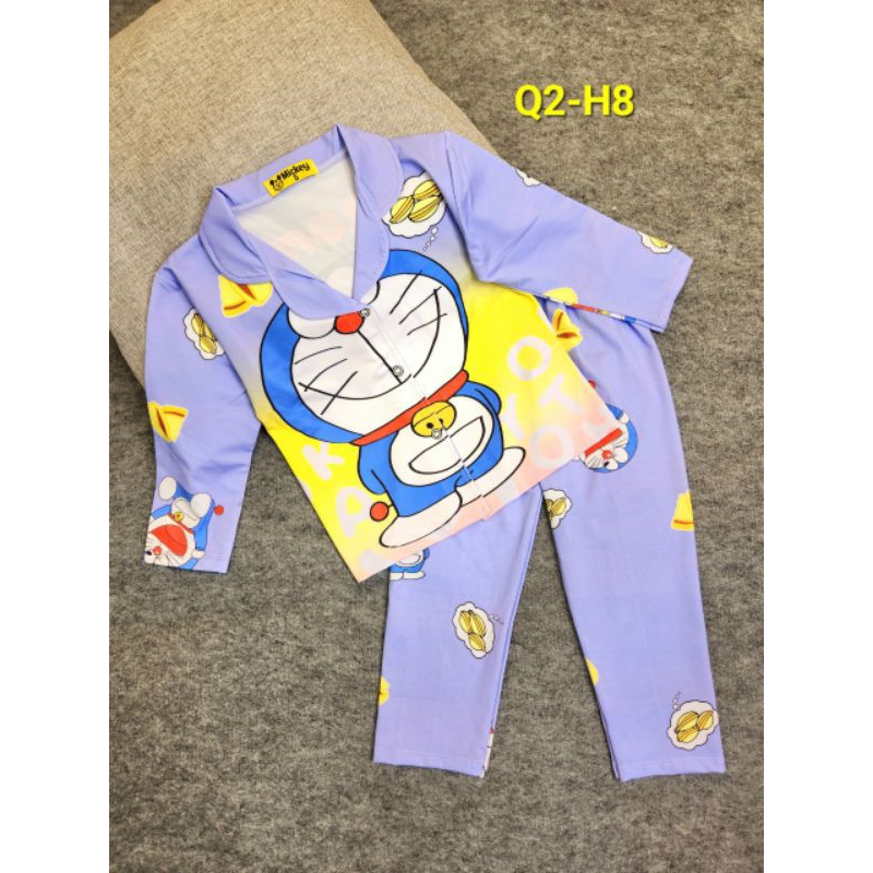 MÃ Q2 PIZAMA DÀI TAY BÉ GÁI THUN LẠNH 3D SIZE 20-40KG