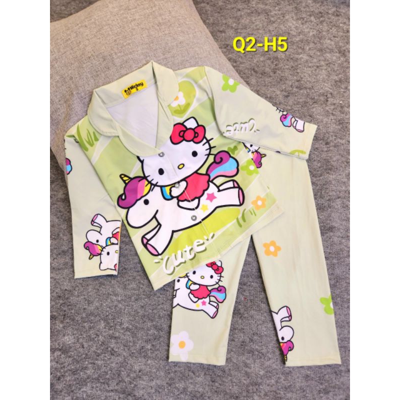 MÃ Q2 PIZAMA DÀI TAY BÉ GÁI THUN LẠNH 3D SIZE 20-40KG