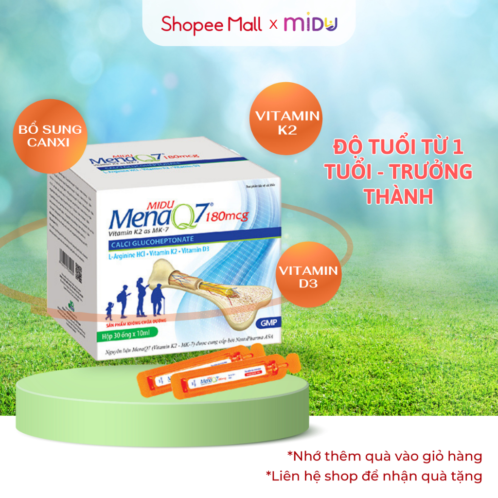 Midu MenaQ7 180mcg độ tuổi từ 1 tuổi đến trưởng thành Phát triển chiều cao