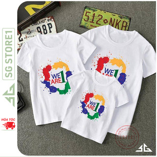 Áo thun đồng phục gia đình mẫu We Are 1 màu trắng thun cotton mềm mịn GD320T | SGSTORE1