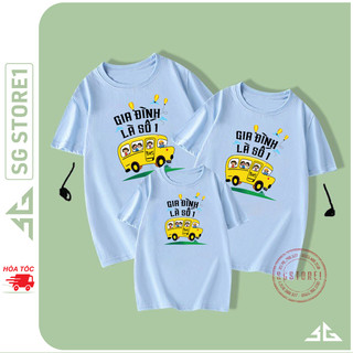 Áo thun gia đình là số 1 màu xanh thiên thanh làm đồ đồng phục nổi bật thun cotton mềm mịn GD338TT
