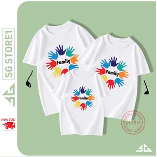 Áo gia đình đồng phục Family màu trắng đủ size làm set đồ đôi cho mẹ và bé trai gái GD303T |SGSTORE1