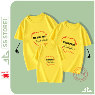 Áo thun gia đình màu vàng mẫu gia đình nhỏ hạnh phúc to nổi bật thun cotton mềm mịn GD301VD SGSTORE1