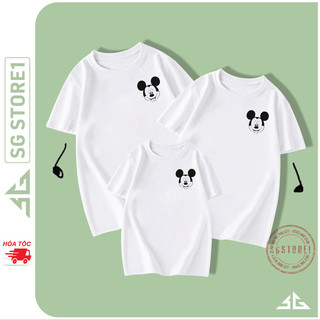 Áo gia đình mẫu con gấu dễ thương màu trắng thun cotton mềm mịn đủ size cho bé trai gái GD323T