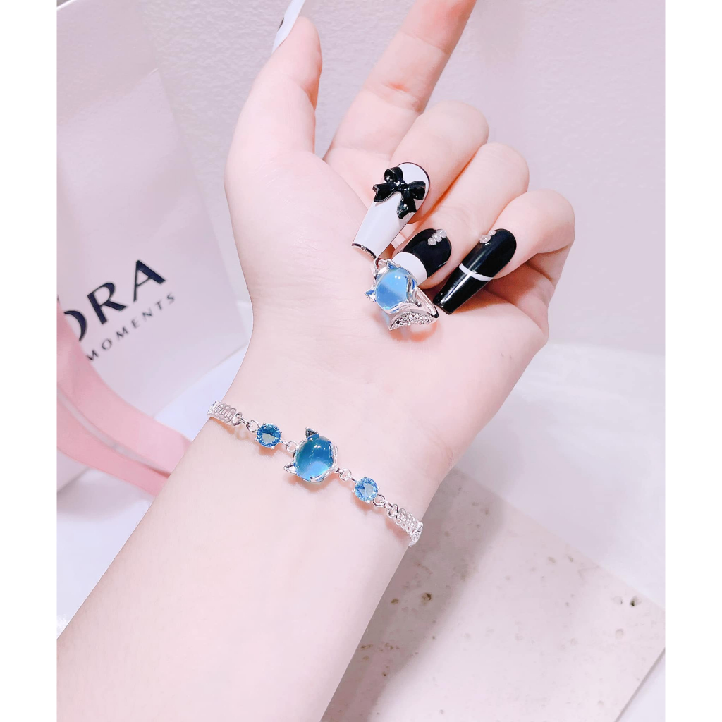 Bộ lắc tay nhẫn bạc mặt hồ ly , Tiệm Bạc Mê Ly cam kết hàng bạc ta chuẩn