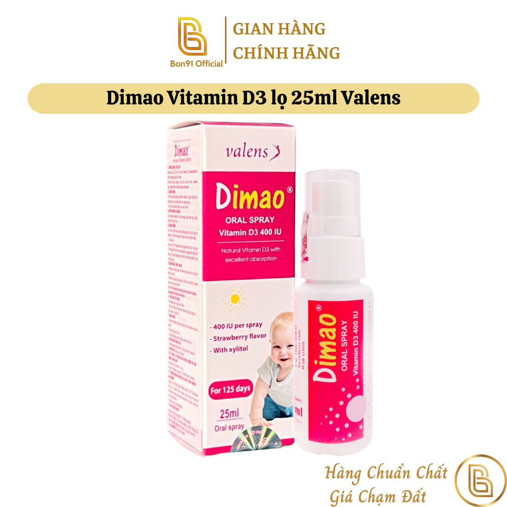 Dimao Vitamin D3 lọ 25ml Valens 125 lần xịt giúp phát triển chiều cao cho trẻ tăng hấp thụ canxi