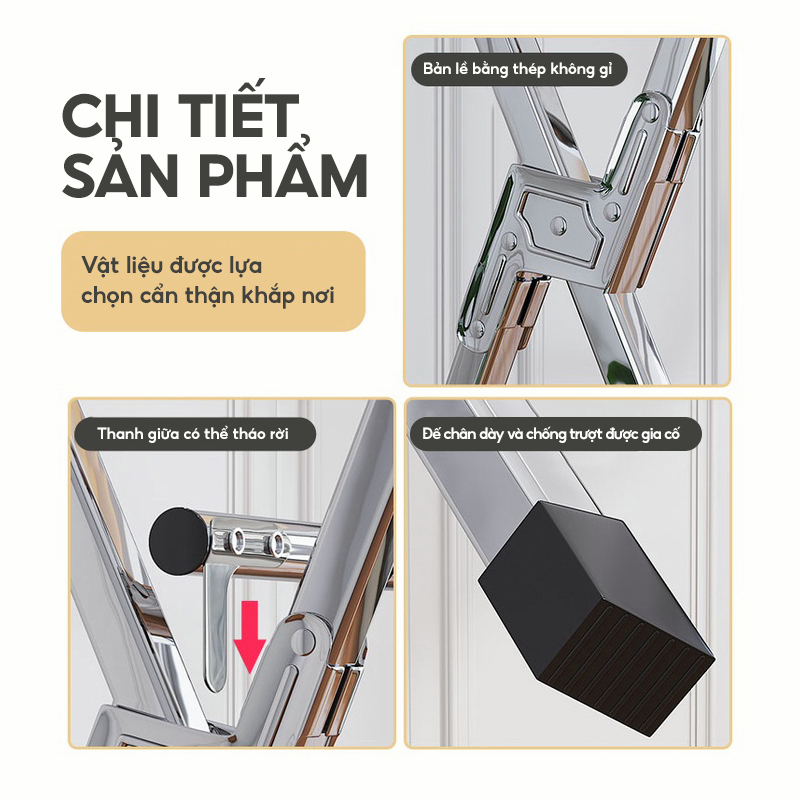 ZEN Sào Phơi Quần Áo Giá INOX Gấp Gọn, Treo Đồ Thông Minh Dạng Cây