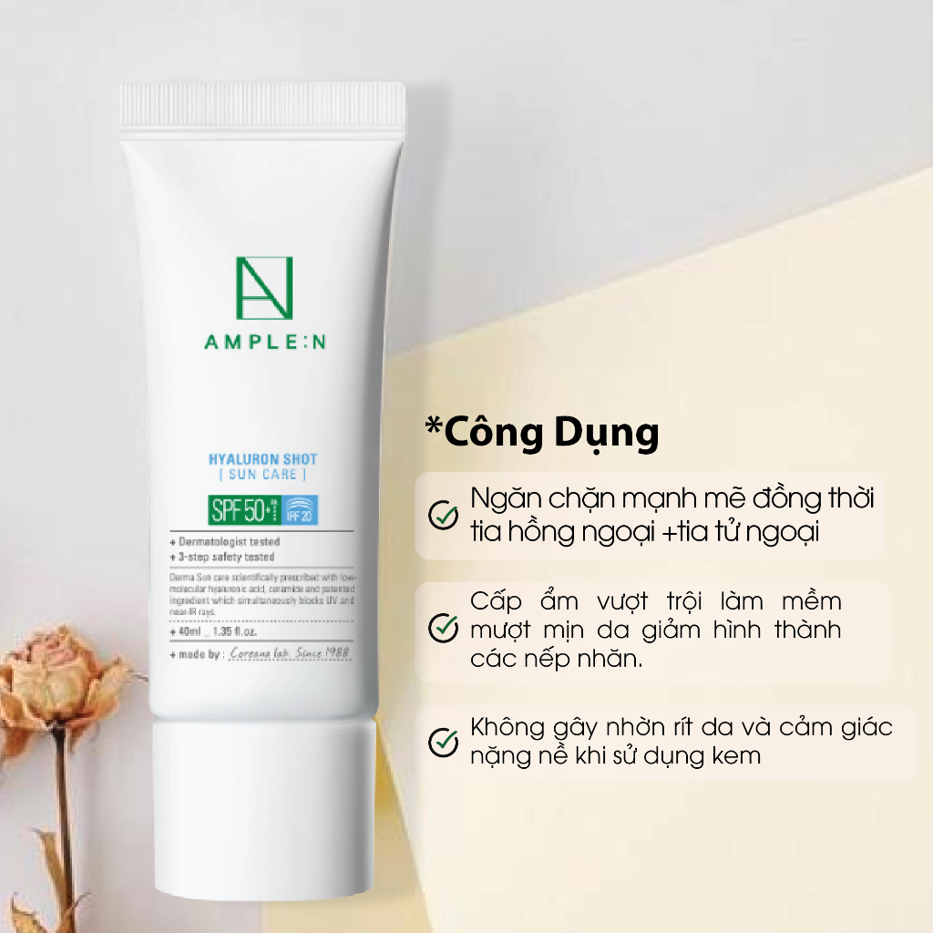 Kem Chống Nắng Cấp Ẩm Dành Cho Da Khô AMPLE:N Hyaluronshot Suncare SPF50+/PA+++