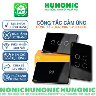 Công tắc cảm ứng Hunonic Datic 1-2-3-4 nút kết nối Wifi điều khiển mọi thiết bị từ xa qua điện thoại - BH 12T 1 đổi 1