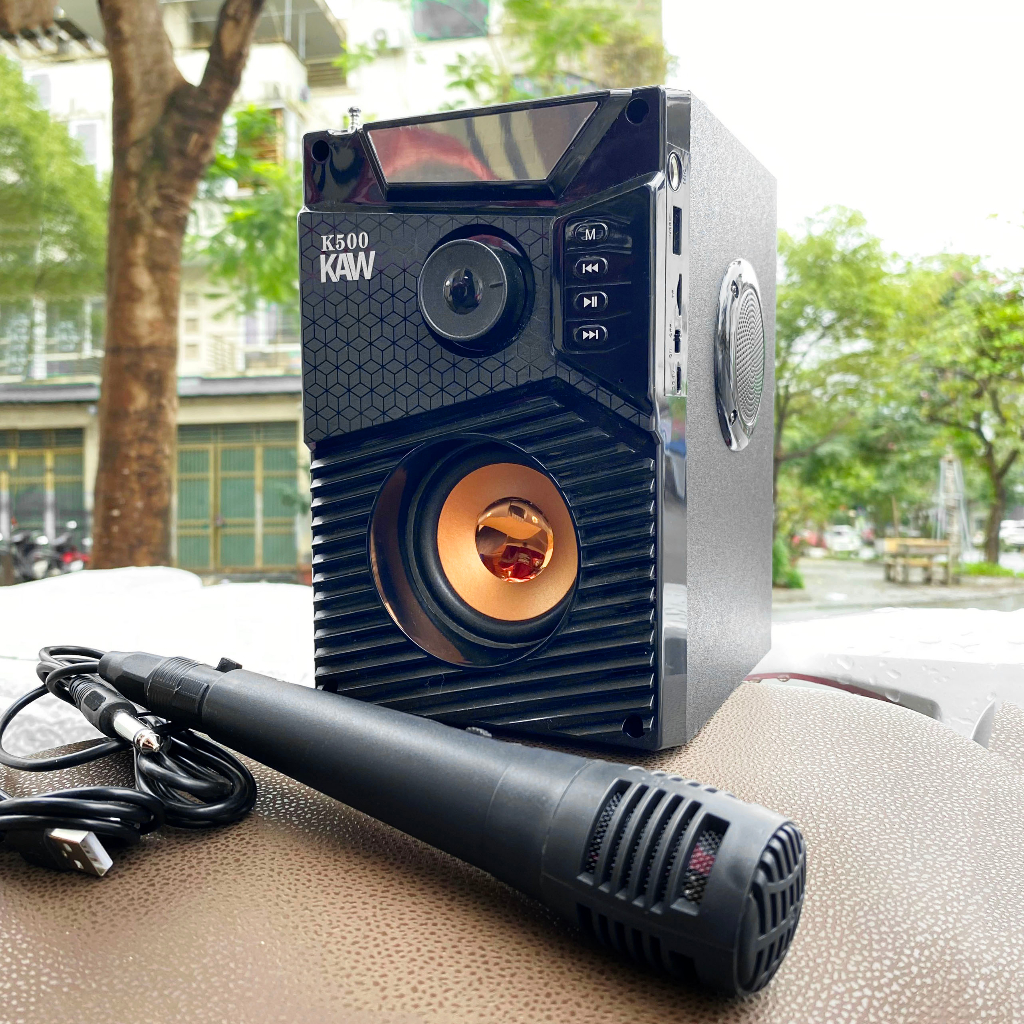 Loa Bluetooth Karaoke KAW K500 Tặng Kèm Mic, Loa Di Động Hát Karaoke Bluetooth Kiêm Trợ Giảng Độ Bền Cao