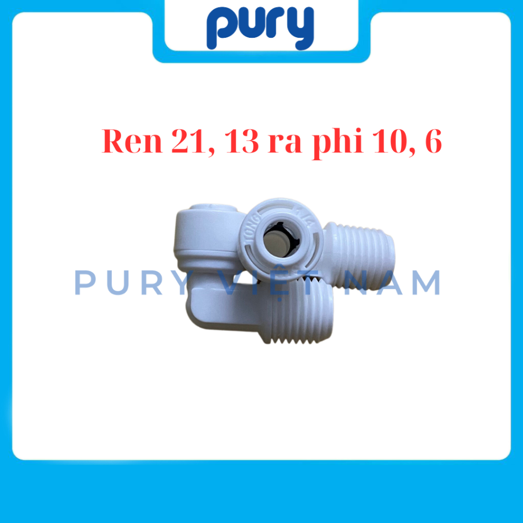 Cút góc nối nhanh ren 21, 13 ra phi 10, 6 máy lọc nước