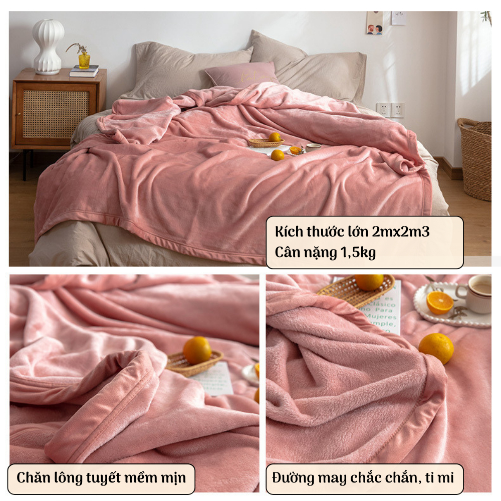 Chăn lông tuyết Muji hàng xuất Nhật cao cấp, Chăn mền văn phòng Muji không rụng xù lông size 2mx2m3