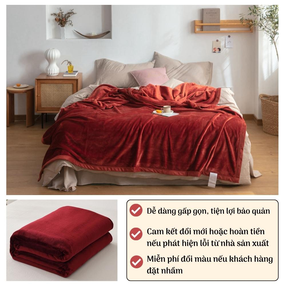 Chăn lông tuyết Muji hàng xuất Nhật cao cấp, Chăn mền văn phòng Muji không rụng xù lông size 2mx2m3