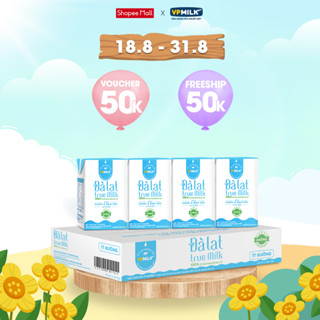 Sữa tươi UHT Đà Lạt True Milk VPMilk ít đường hộp 110ml (thùng 48 hộp)