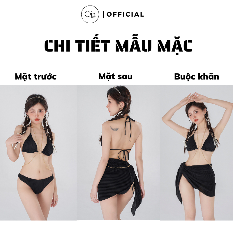 Bộ Đồ Bơi Bikini Qin Kèm Dây Trang Trí Cực Hót