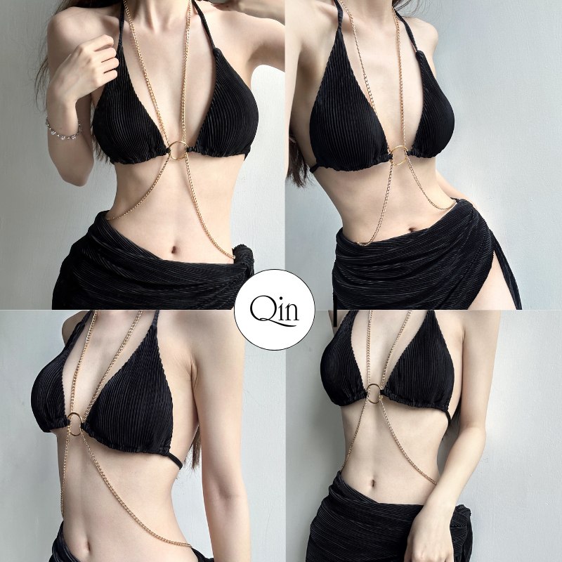 Bộ Đồ Bơi Bikini Qin Kèm Dây Trang Trí Cực Hót