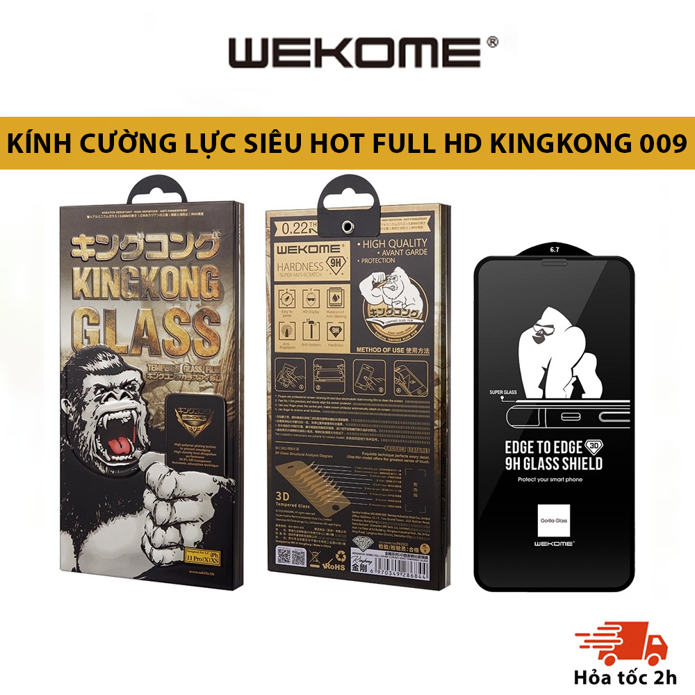 [CHỐNG VỠ] Kính cường lực Kingkong iP 009 hộp sắt WK không hộp trần dán full cho IP 7 8 X XS Max 11 12 Pro 13 13pro 14