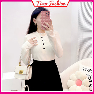 Áo thun, áo thun nữ dài tay thời trang chất liệu thun gân cao cấp phong cách Hàn Quốc AOT74