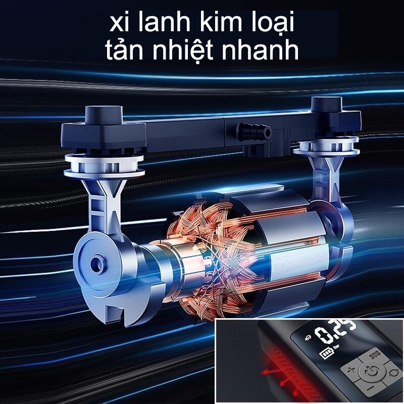 Bơm Lốp Điện Tử Thông Minh Không Dây CQB-808 Màn Hình Led, Máy Bơm Hơi Ô Tô Đa Năng Tự Ngắt Có Sạc Pin