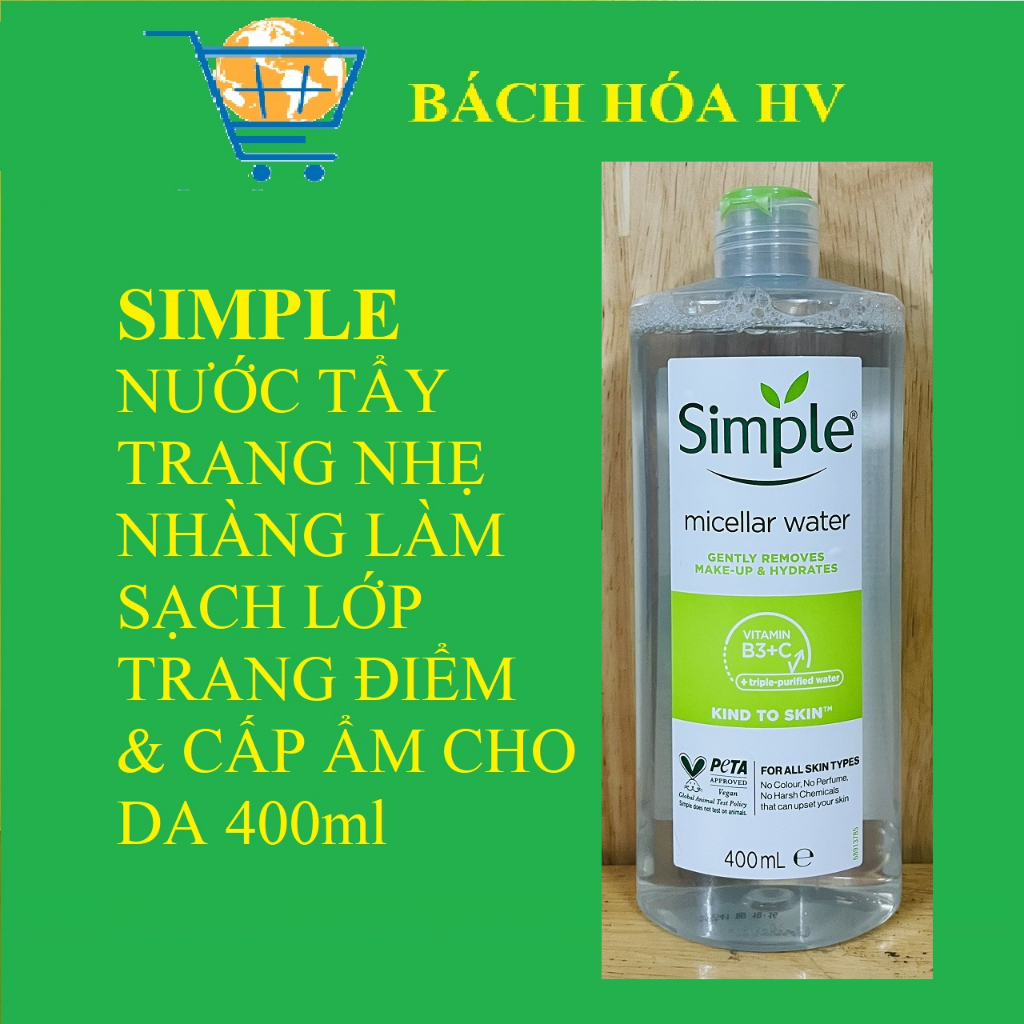 SIMPLE nước tẩy trang, nước hoa hồng 200g - 400g & Bông tẩy trang - BACH HOA HV