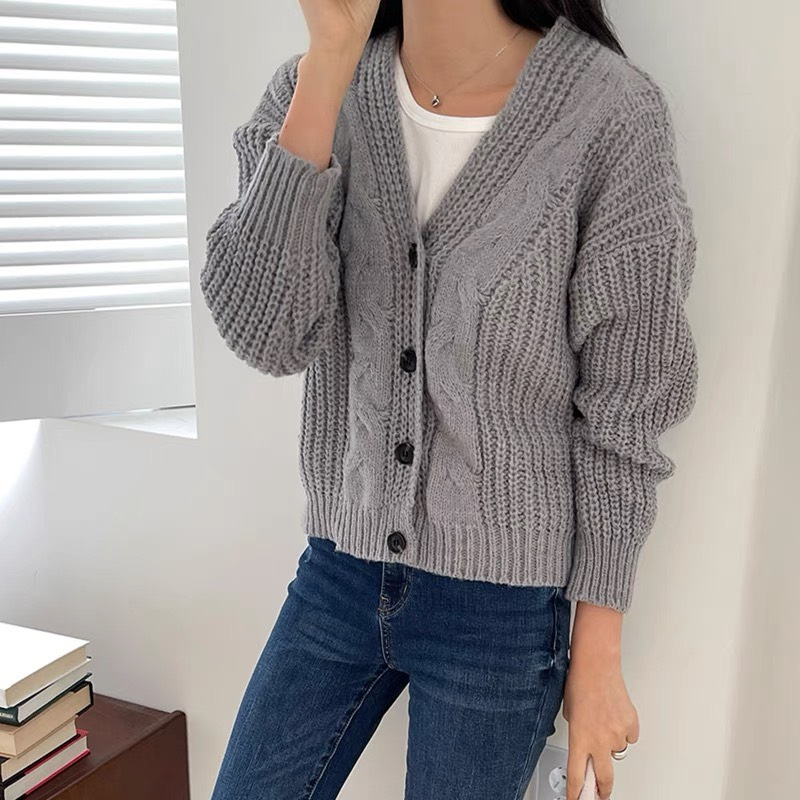 Áo len cadigan vặn thừng cúc đen 4353 - 247store.vn - Aocadigan4353_P0K19