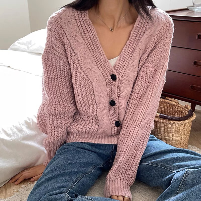 Áo len cadigan vặn thừng cúc đen 4353 - 247store.vn - Aocadigan4353_P0K19