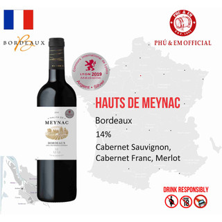 Rượu vang đỏ pháp hauts de meynac bordeaux nồng độ 14% 750ml
