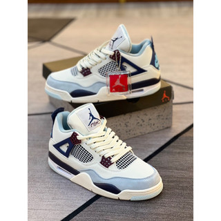 Giày snk giày jd4 military blue white v2 da thật bản cao cấp quảng châu
