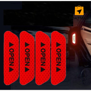 Bộ 4 Miếng Decal Phản Quang Dán Cánh Cửa Ô Tô OPEN Cao Cấp