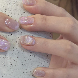 Mẫu nailbox thiết kế - móng úp thạch tím mắt mèo nhũ charm tim lấp lánh