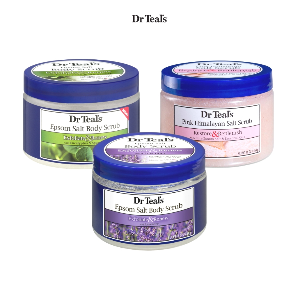 Tẩy Tế Bào Chết Body Dr Teal's Từ Muối Epsom Làm Sạch Da, Sáng Mịn Và Thư Giãn, Mùi Hương Thiên Nhiên Dễ Chịu 454g