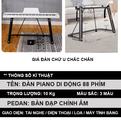 Đàn Piano Gỗ 88 Phím Chuẩn Âm -  Kèm Pedal - Có Bluetooth- Hàng Cao Cấp