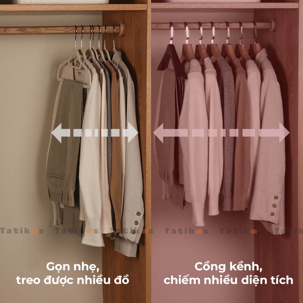 Combo Móc Treo Quần Áo, Mắc Treo Quần Áo Nhựa Bọc Nhung Automatik Chống Trượt Xoay 360 Độ, Treo Cà Vạt, Khăn Choàng