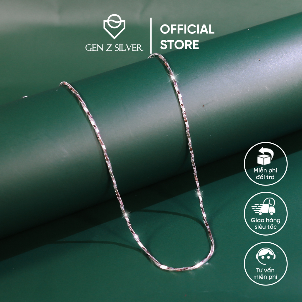 Dây chuyền bạc 925 xi bạch kim Gen Z Silver xoắn vuông nhỏ- sợi máy chắc bền DCZ10818501