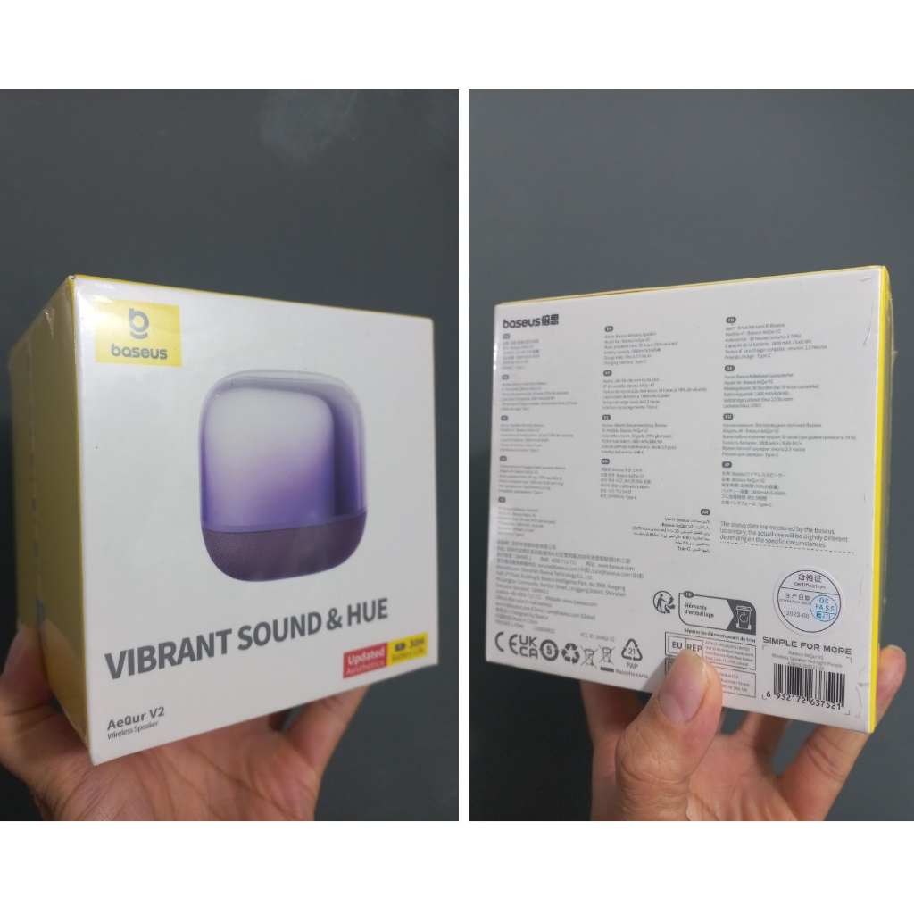 Loa bluetooth TWS khối vuông phát ngũ sắc pin siêu lâu Baseus AeQur V2