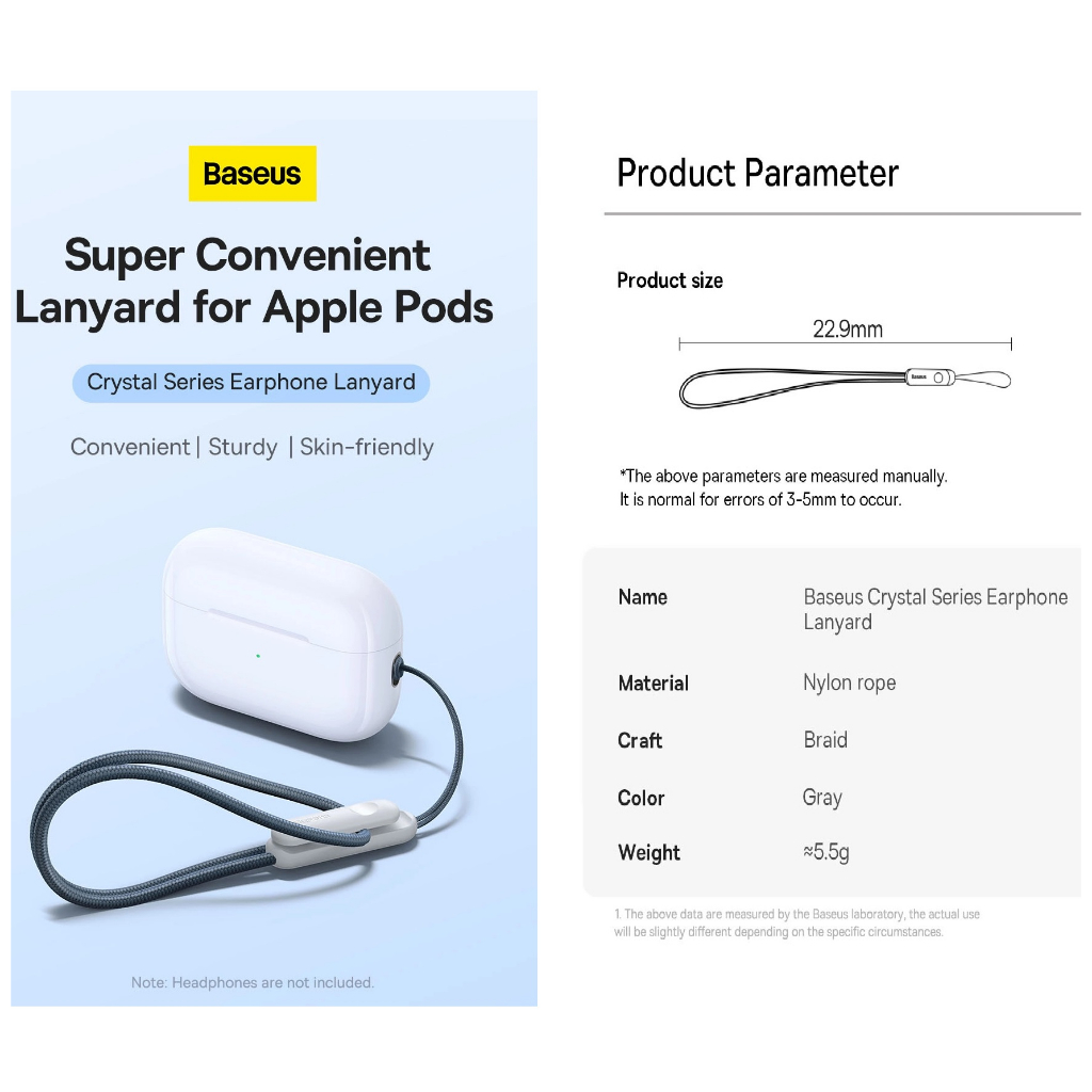 Dây treo tai nghe dây treo hộp tai nghe không dây tiện lợi Baseus Crystal Series Earphone Lanyard