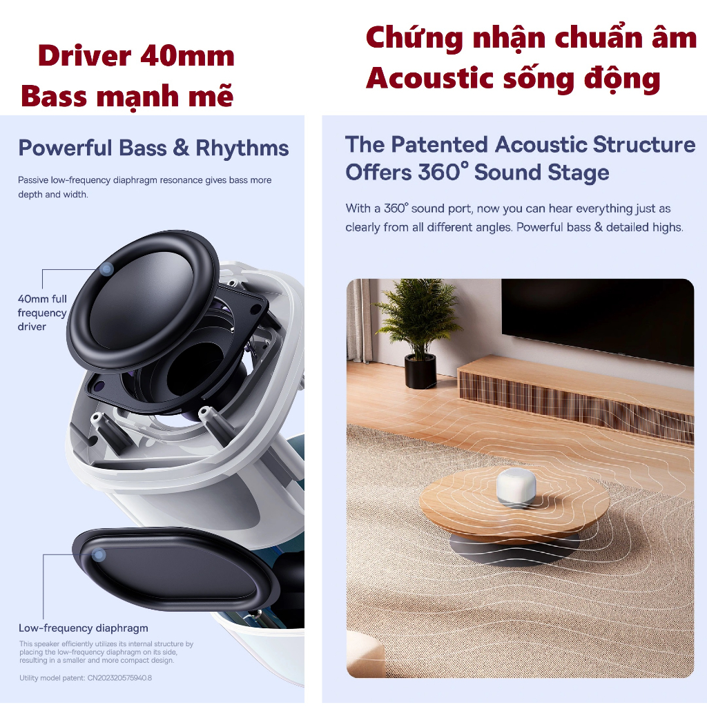 Loa bluetooth TWS khối vuông phát ngũ sắc pin siêu lâu Baseus AeQur V2