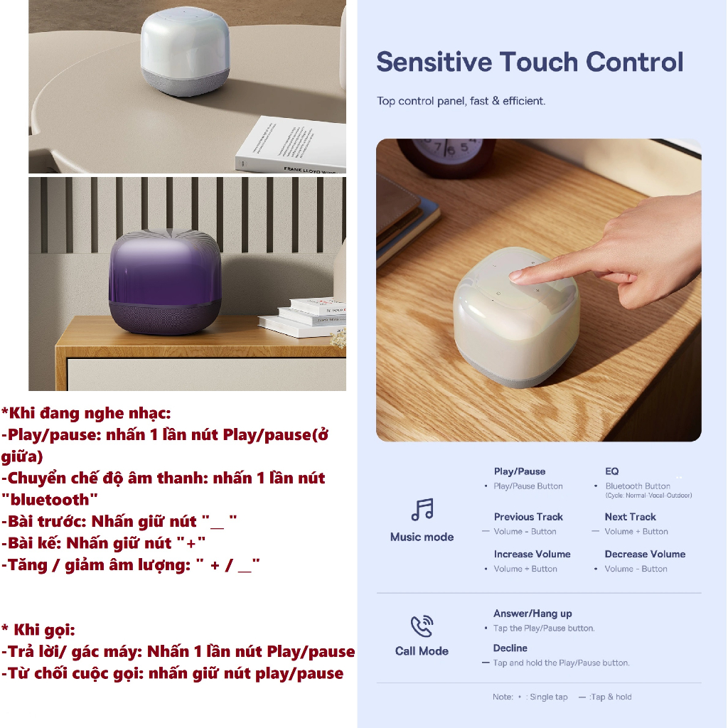 Loa bluetooth TWS khối vuông phát ngũ sắc pin siêu lâu Baseus AeQur V2