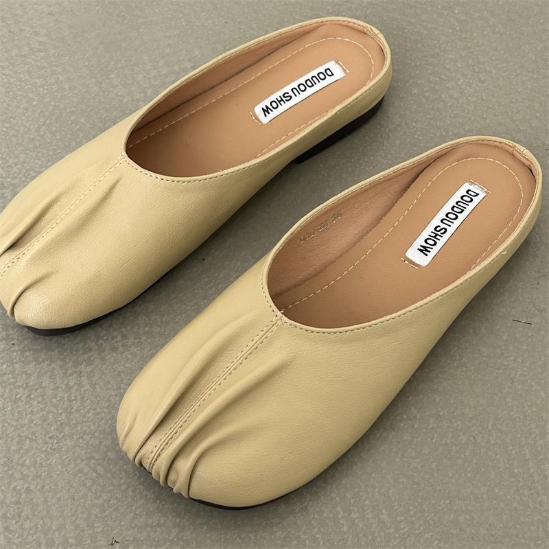 Giày sục nữ chất da mềm đế cao su siêu dẻo mũi bo tròn độc lạ