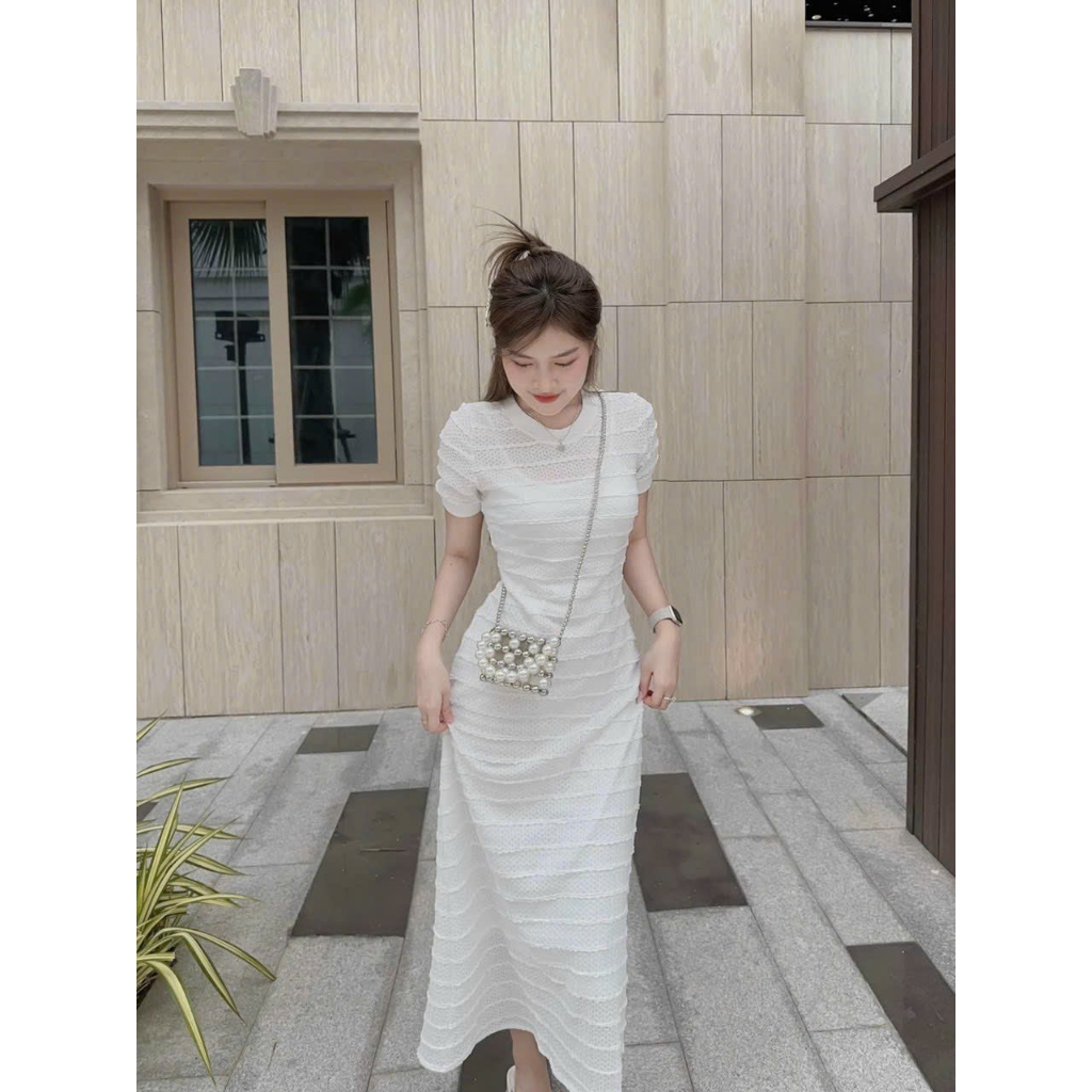 ĐẦM VÁY THỜI TRANG NỮ MIDI REN TẦNG CỔ TRÒN TAY NGẮN KÈM VÁY 2 DÂY TRONG DÁNG DÀI XÒE SIÊU SANG CHẢNH, MẶC ĐI DỰ TIỆC