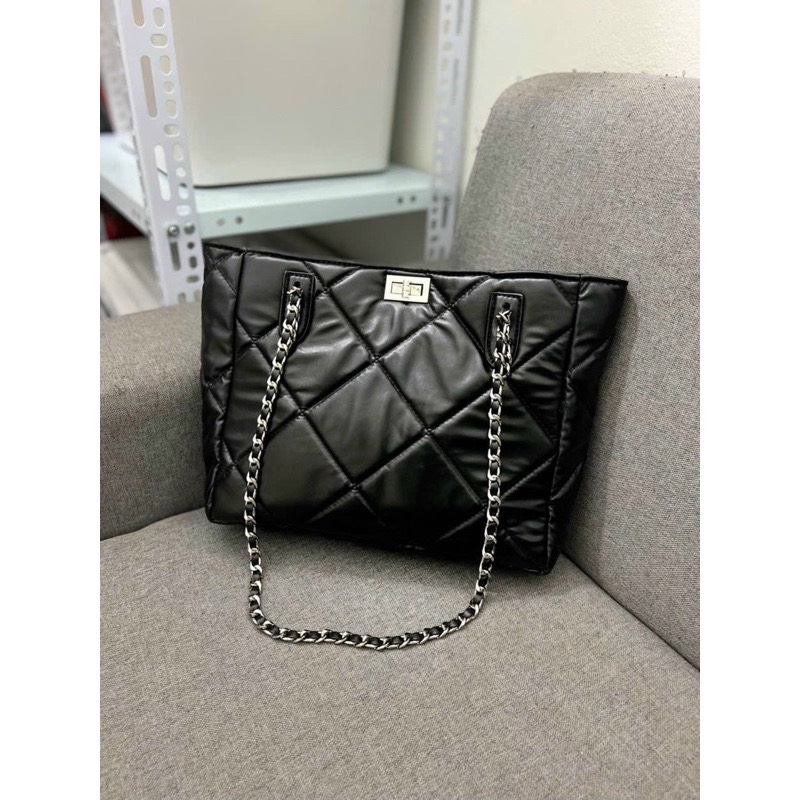 Túi tote đeo vai đeo chéo CHẦN CHÁM TO dây da phối xích